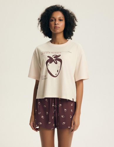 Dámské pyžamo Henderson Evika 44474 – bavlna, jahody, šortky