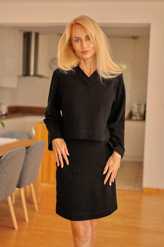 Dallas - dámský komplet: šaty + halenka, 95% bavlna 5% elastan | Polská značka Mirale - černá