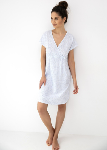Dámská noční košile Michaela Sensis - 100% květovaná bavlna, obálkový výstřih do V, ideální pro kojení, prvotřídní pohodlí