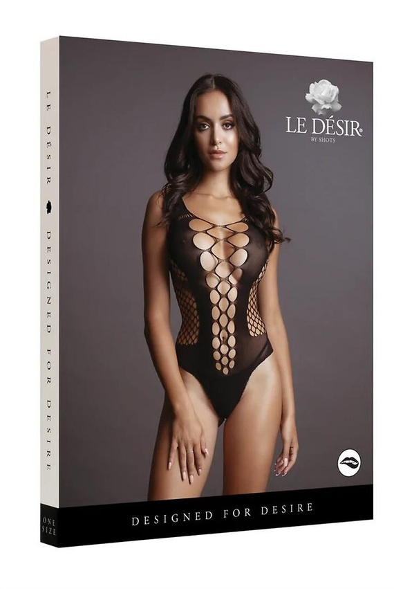Body DES019 Le Désir černé body s výřezy a výstřihem S-L, XL-4XL