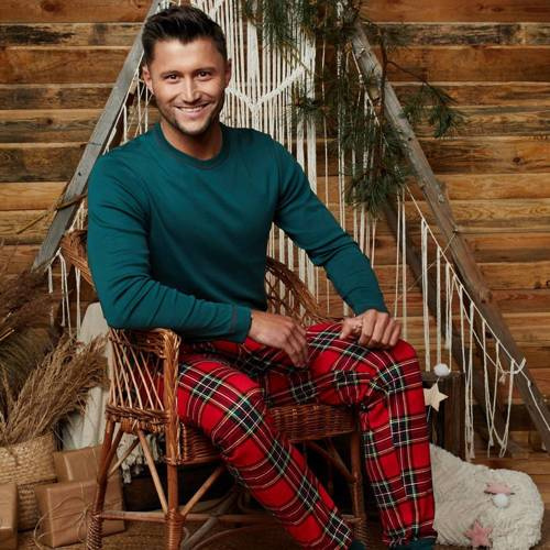 Narvik Pánské pyžamo s dlouhým rukávem, dlouhé kalhoty Italian Fashion- zelená/potisk