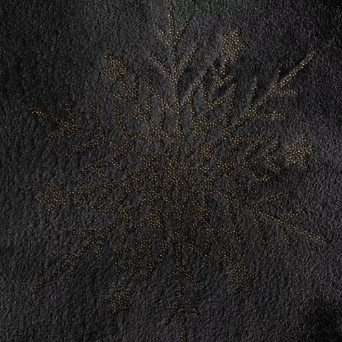 Eurofirany Vánoční přikrývka černá zlatá sněhové vločky - měkký přehoz z mikrovlákna, 240 g/m²