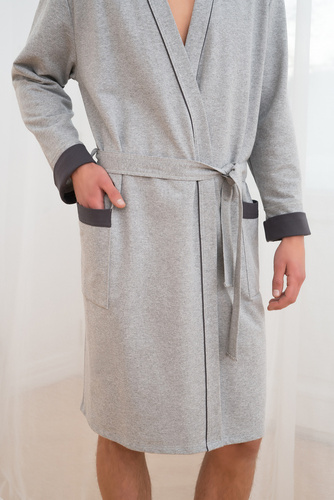 Gabriel Pánský župan s kapsami Italian Fashion- melange/graphite