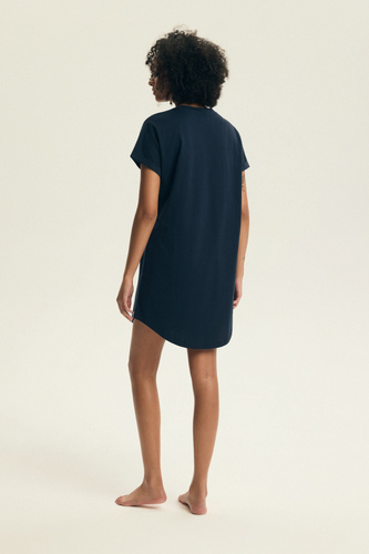 Dámská noční košile 45183 Estes blue , bavlna, krátký rukáv, částečně kulatý výstřih, volný střih