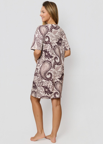 Noční košile Mefemi Iris KB60 - hnědá, bavlna, orientální vzor