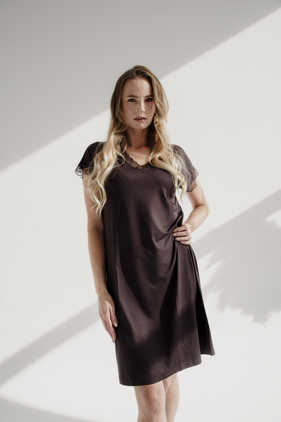 816 Noční košile Hazel De Lafense - čokoládová