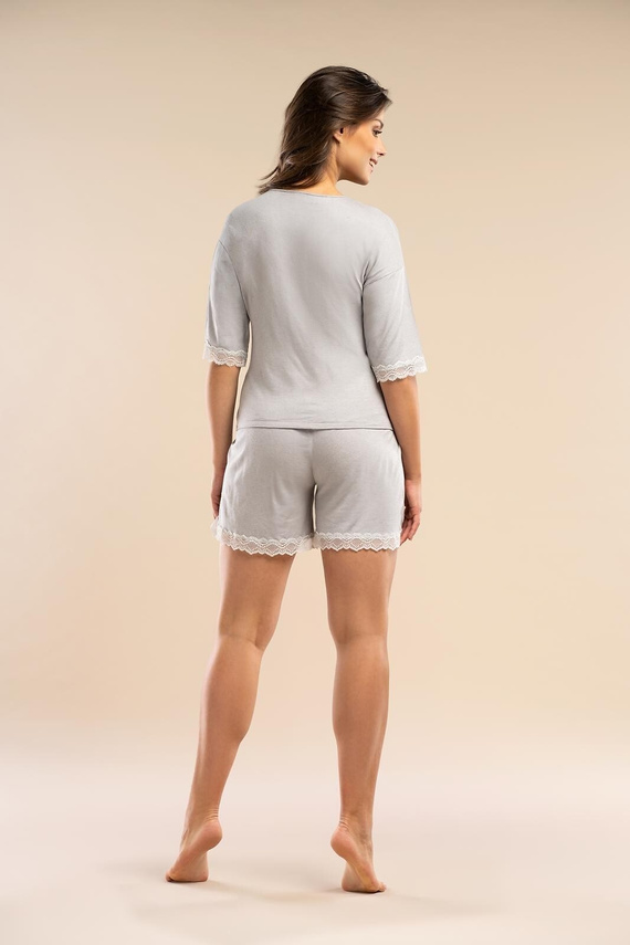 The Promise MK 36 Dámské šortky Belle Reverie silver 3/4 rukávy lněná viskóza