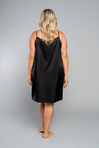 Noční košile na dotek s úzkými ramínky, krátká Italia Fashion - černá