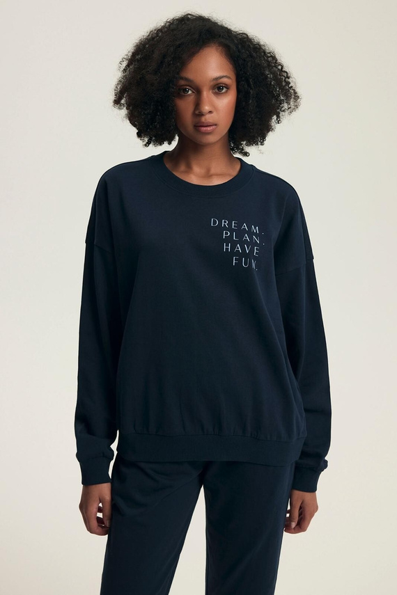 Dámské pyžamo Henderson 43705 Delancy navy blue - bavlna, dlouhý rukáv, pohodlné a stylové