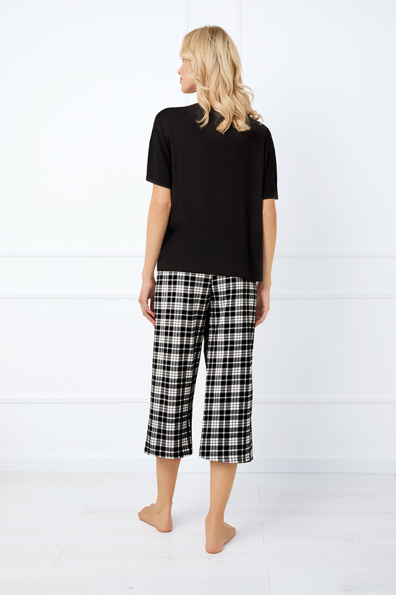 Klara Dámské pyžamo s krátkým rukávem, 7/8 kalhoty Italian Fashion - černá/potisk