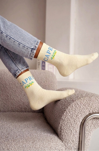 Dámské bavlněné ponožky Milena 0200-239 Capri– pohodlné žebrované ecru