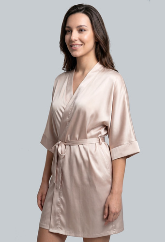 Unikat Beja saténový župan béžový lehký elegantní pohodlný