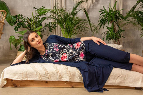 676 Dámské pyžamo s podrážkou Forex - tmavě modré