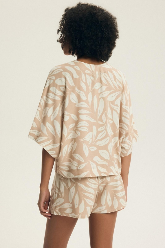 Henderson Dextra dámské pyžamo 43688 broskvová viskóza, zapínání na zip, 3/4, květinový potisk