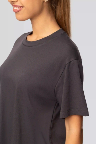 Dámské bavlněné tričko Urban v grafitové barvě - krátký rukáv, klasický střih, módní s rozparky | Vysoce kvalitní materiál, pružnost