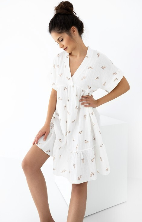 Mušelínová noční košile Nastia Sensis - ecru