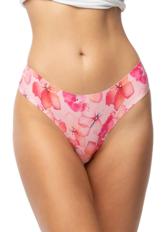 Brazilské kalhotky Julimex Mallow Simple Brasil květinové bezešvé INVISIBLE LINE