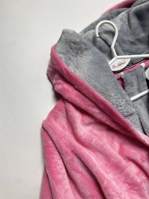 627 Soraya Dámský krátký župan Forex - růžový / světle šedý