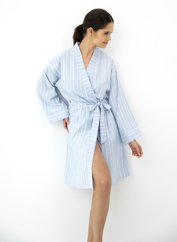 Asteria Sensis bavlněný župan kimono modrý s pruhy
