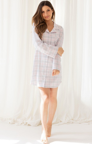 168 Dámská košile Regina šedá - 100% bavlna, dlouhý rukáv, kostkovaná