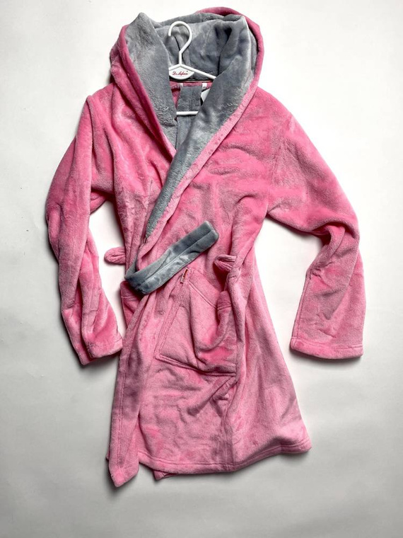 627 Soraya Dámský krátký župan Forex - růžový / světle šedý