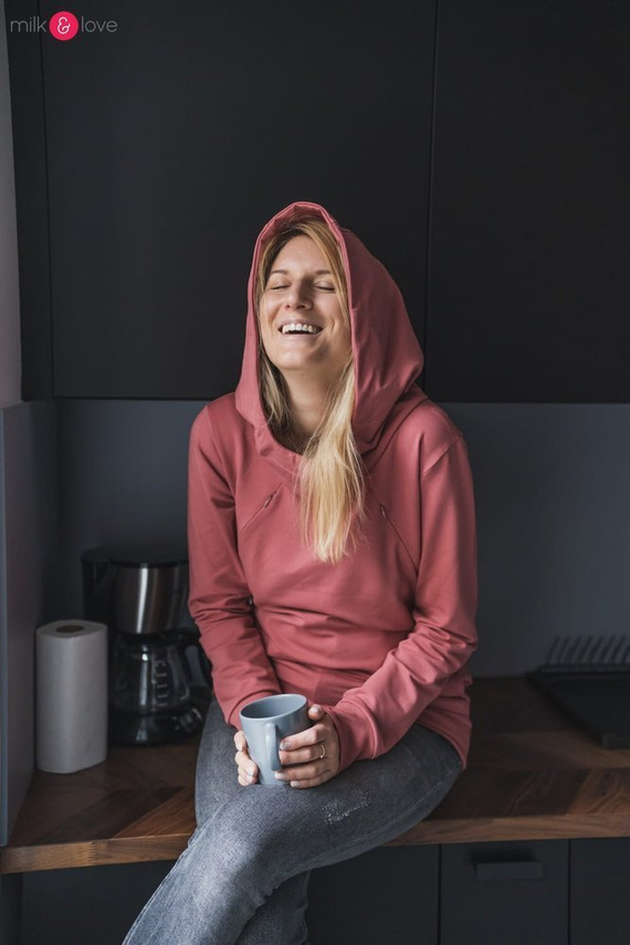Milk Please bluza do karmienia Milk&Love z kapturem dusty cedar