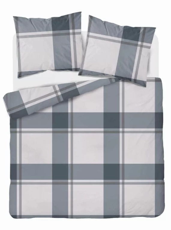 5218 A Pościel satynowa kratka Detexpol szary