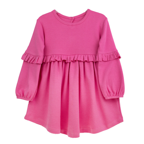 141972 Nicol šaty s dlouhým rukávem - růžové , bavlněné, s volánky