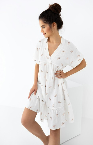 Mušelínová noční košile Nastia Sensis - ecru