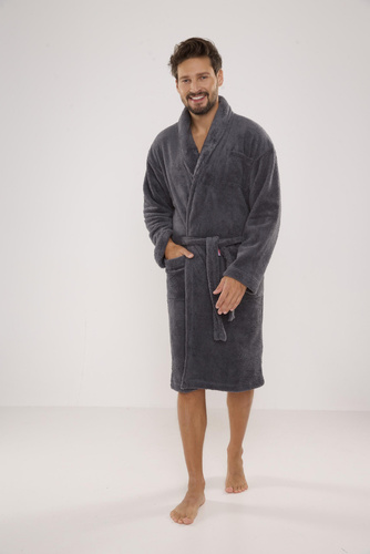 811 De Lafense pánský plyšový župan - šedý