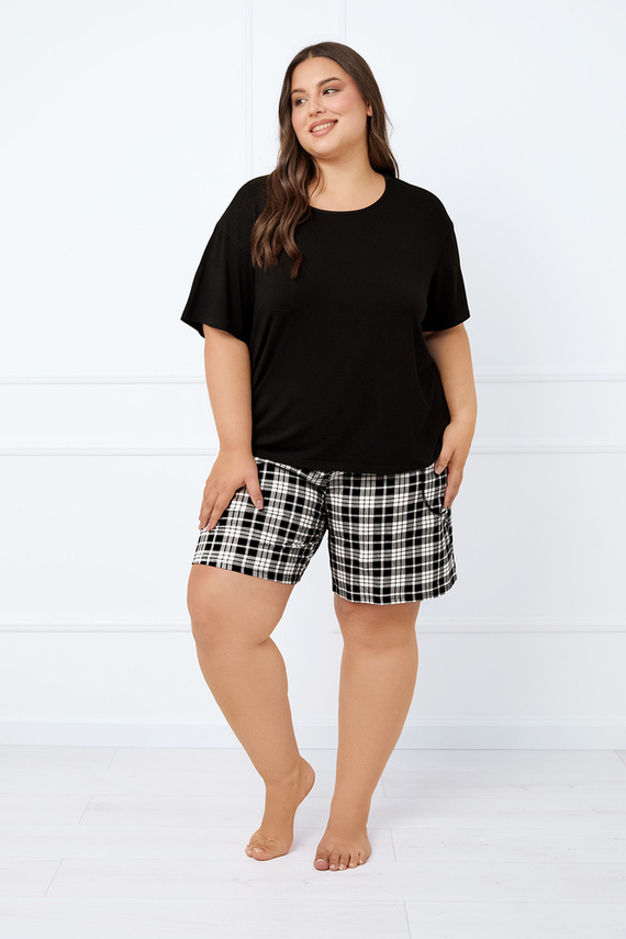 Klara Dámské pyžamo s krátkým rukávem, krátké kalhoty Italian Fashion - černá/potisk