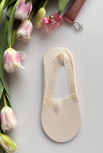 Dámské balerínkové ponožky Magnetis krajkové se silikonem – neviditelné beige