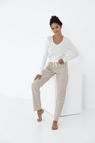 Dinah Dámské pyžamo Sensis Flanel - krémovo-béžové