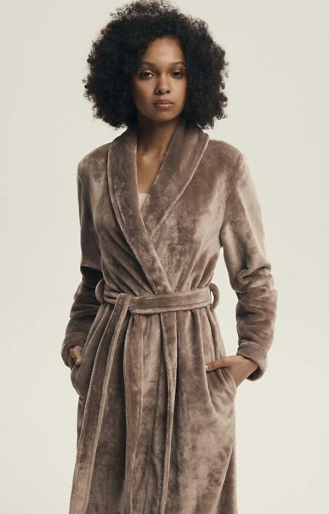 43595 Dextra Dámský župan Henderson coffee - měkký, vázaný, nad kolena