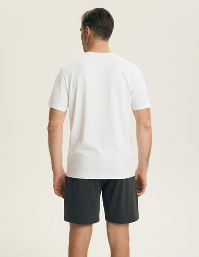 Pánské bavlněné pyžamo Henderson 44504 Bait bílé pohodlný set