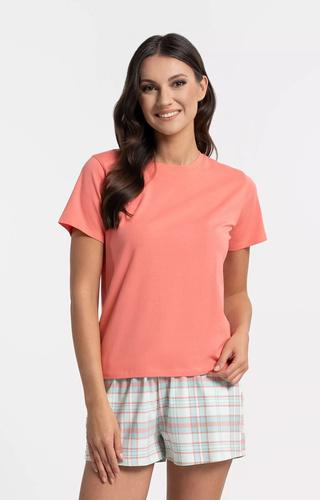 Moraj PDD3100-006 Dámské pyžamo 95% Bavlna Růžové s krátkými šortkami a kapsami