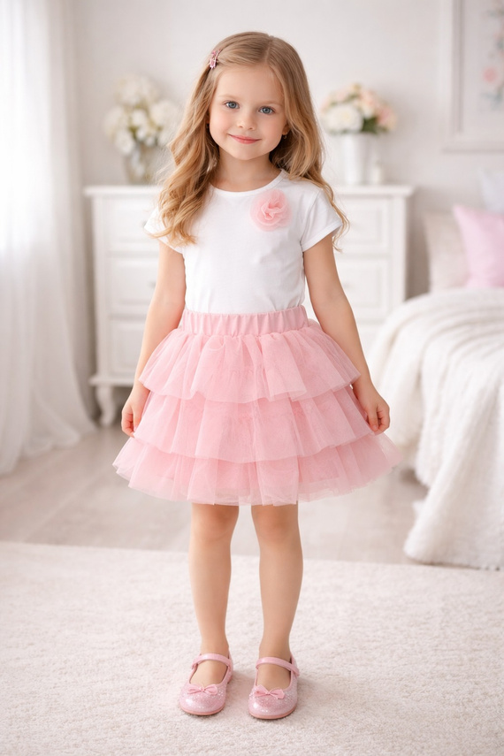 Dívčí halenka Bambarillo krémová elegantní pohodlná pro dívku pink
