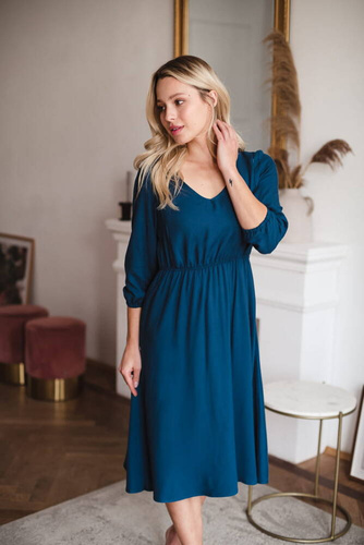 Lovely Dress Midi rękaw 3/4 sukienka ciążowa i do karmienia Milk&Love poseidon