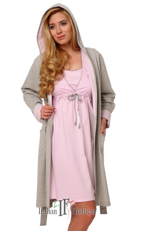 Dámský pohodlný župan Italian Fashion - melanž/růžová