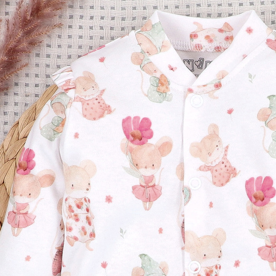 Kojenecký overal Nini Little Mouse 100% bio bavlna – pro novorozence