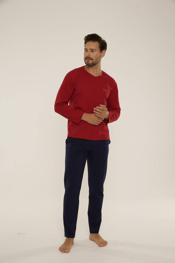 683 Kevin Forex Pánské pyžamo - bordó - tmavě modré