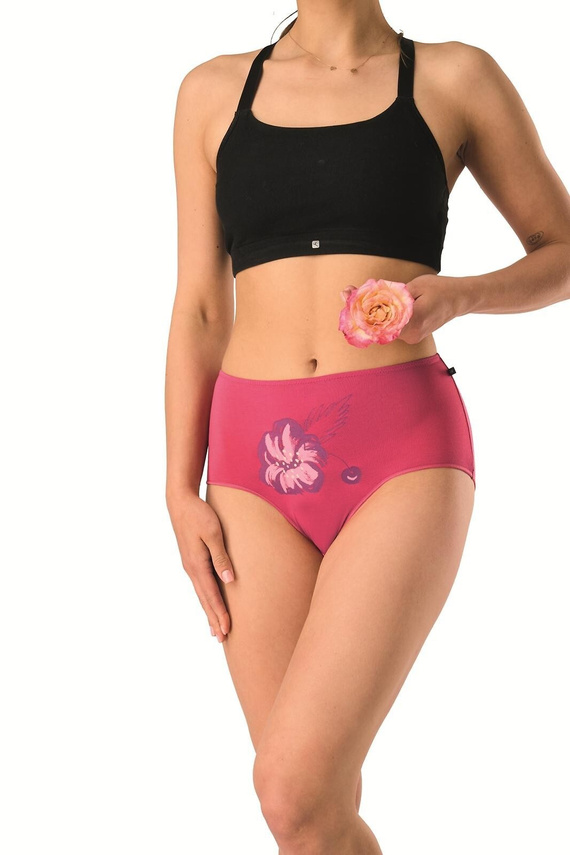 Dámské bambusové kalhotky maxi bikini Key LPF 516 černo-fuchsiové