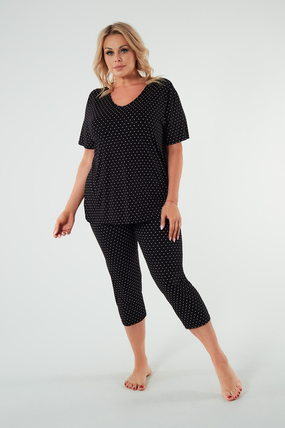 Puntini Dámské pyžamo s krátkým rukávem, 3/4 kalhoty Italian Fashion - černé