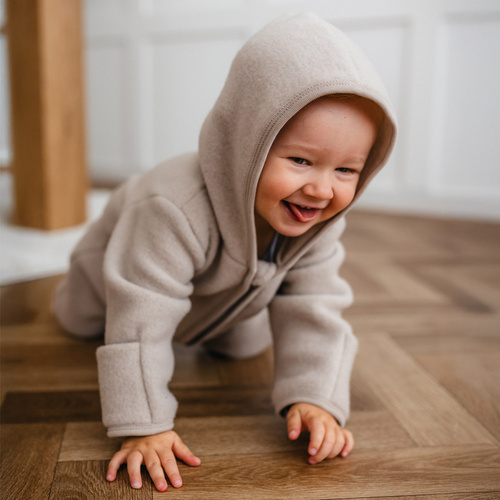 Dětský overal z merino vlny Eevi - béžový, měkký a prodyšný