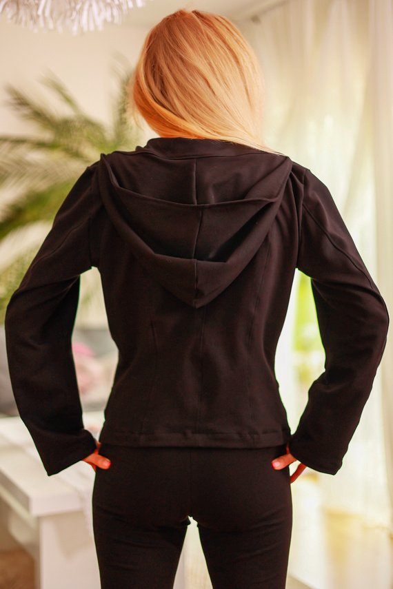 Adela - dámská bunda s kapucí, 95% bavlna 5% elastan | Polská značka Mirale - černá