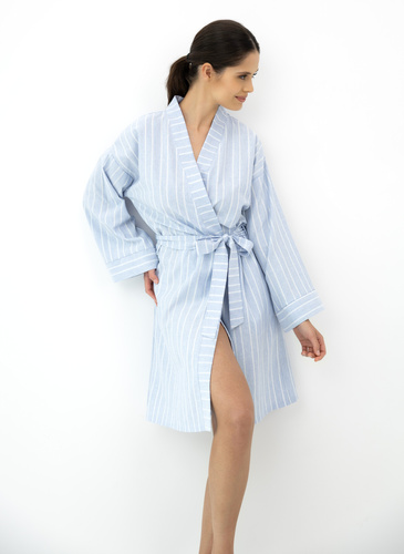 Asteria Sensis bavlněný župan kimono modrý s pruhy