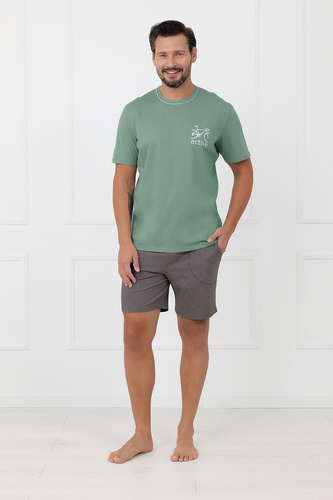 Pánská bavlněná pyžama Active Italian Fashion krátké kolo šalvěj