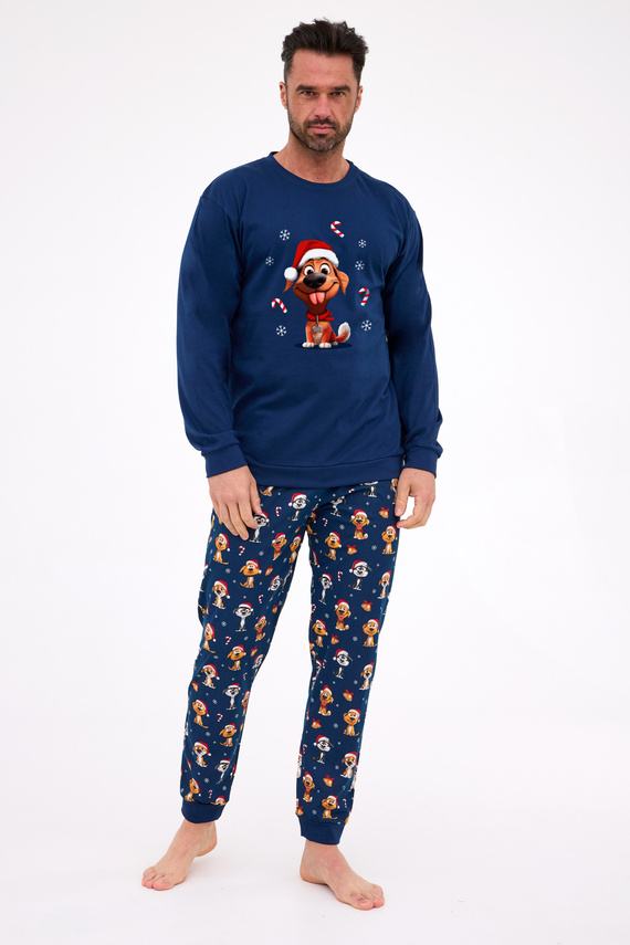 115/294 Dog Pánské pyžamo Cornette - vánoční, tmavě modrá, bavlna