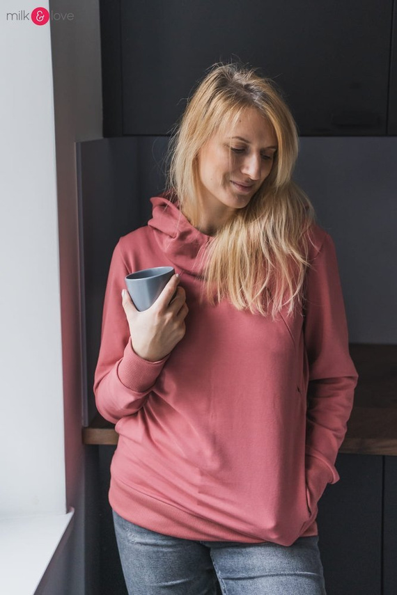 Milk Please bluza do karmienia Milk&Love z kapturem dusty cedar