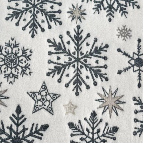 Eurofirany Vánoční deka bílá tmavě modrá sněhové vločky - měkký přehoz z mikrovlákna, 240 g/m²